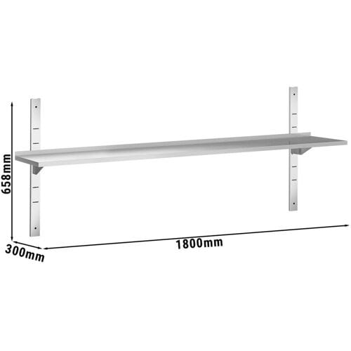 GGM Gastro Wandborde PREMIUM - 1800x300mm - mit 1 Etage Zilver