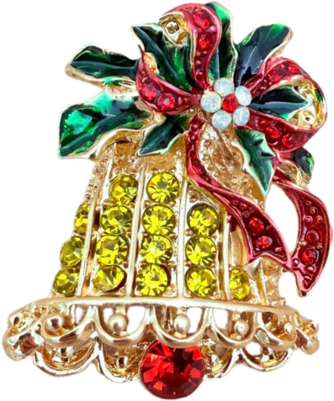 Kerstbroche Kerstbel met Strass