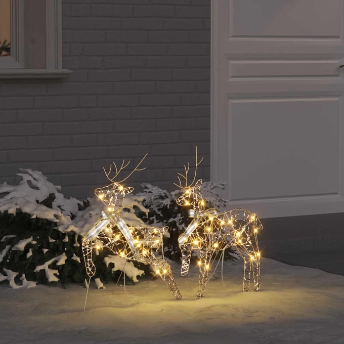 vidaXL LED Rendieren 2 st 40 LED's Warmwit 44 x 18 x 65,5 cm PET