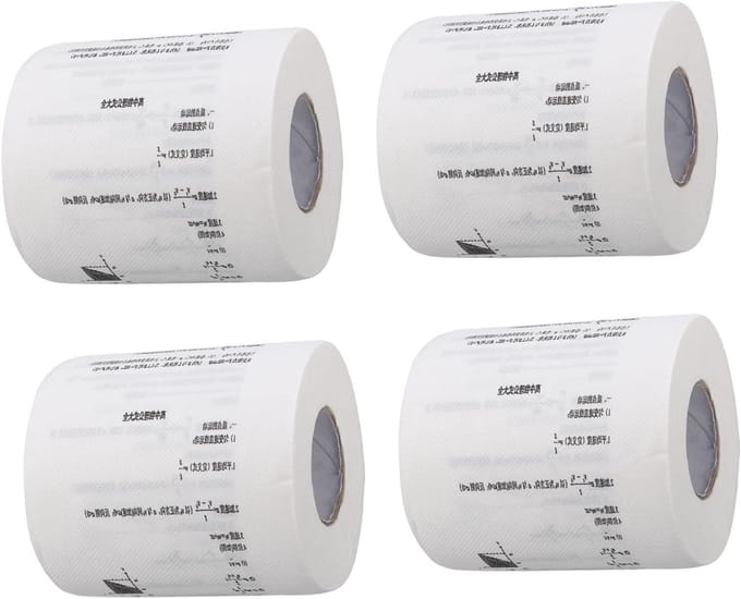 Decoratief Toiletpapier - Formule Papier - Huisdecoratie - Natuurkunde Formules - 4 Rollen - Wit