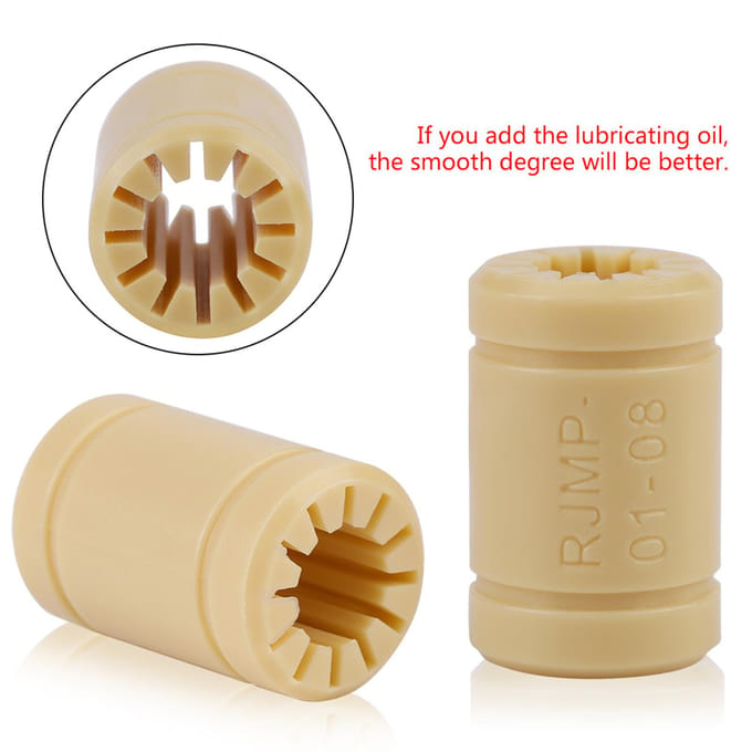 Ensemble de 8 pièces Roulement LM8UU en polymère solide pour imprimante 3D Axe de 8 mm beige