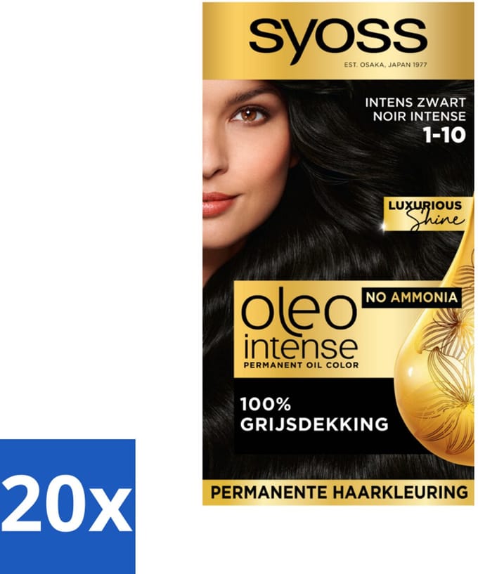 Syoss Oleo Intense - Haarverf - 1-10 - Intens Zwart - 115ml x 20