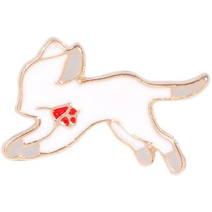 Mode Broche Cartoon Roos Vos Legering Dierlijk Badge Speld Student Wilde Sieraden white
