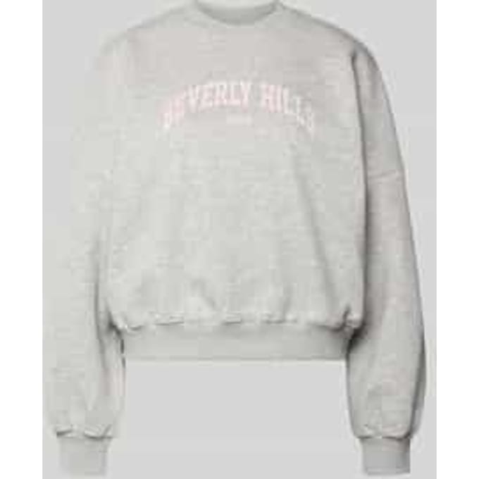 Sweatshirt met labelprint en ronde halslijn
