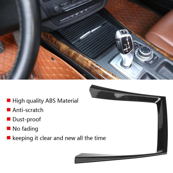 Auto Koolstofvezel Stijl Waterbekerhouder Afdekking Sierlijst voor BMW X5 E70 20082013 black