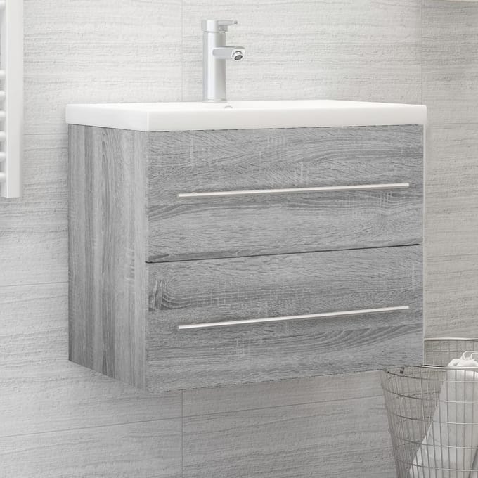 vidaXL - Wastafelkast - 60x38,5x48 - cm - bewerkt - hout - grijs - sonoma - eikenkleur