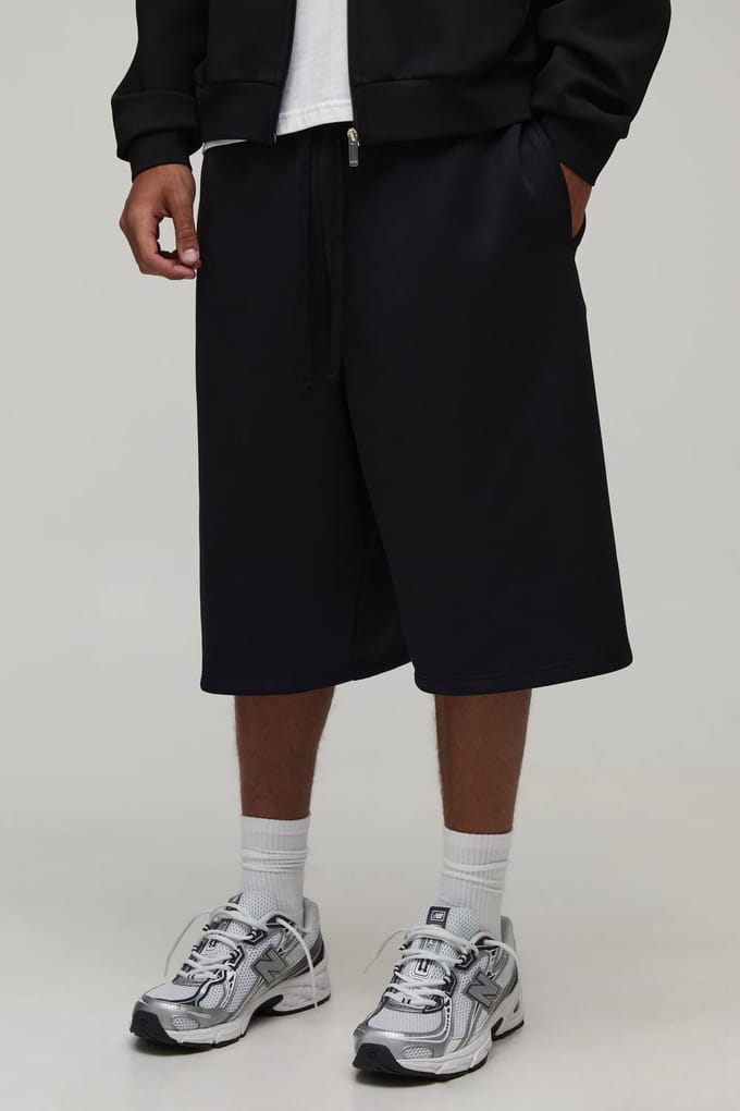 Scuba Bermuda Jort Met Plooien Vooraan | Black | Size Medium
