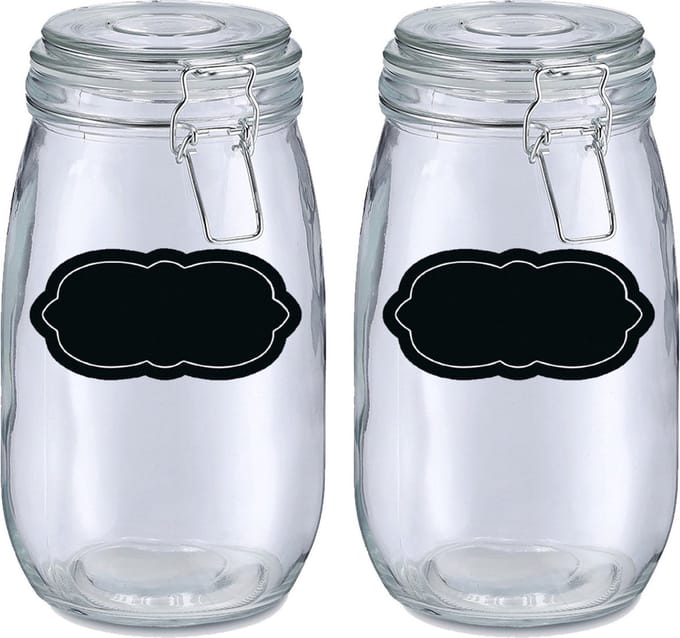 Weckpot/inmaakpot - 4x - 1.4L - glas - met beugelsluiting - incl. etiketten