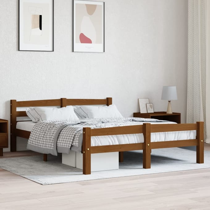 vidaXL - Bedframe - massief - grenenhout - honingbruin - 120x200 - cm