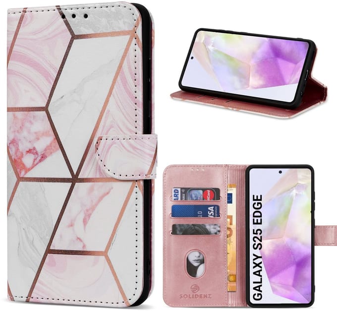 Solidenz hoesje - Geschikt voor Samsung Galaxy S25 Edge - Bookcase - Marmer