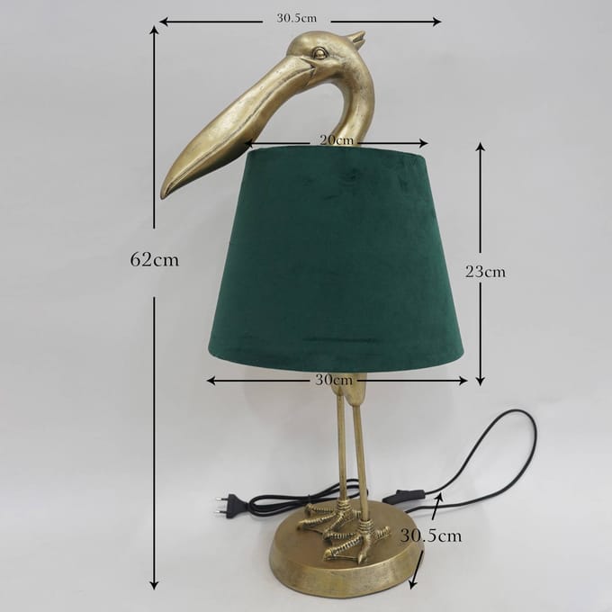 KARE tafellamp Pelican, goud, linnen, hoogte 62 cm, E27