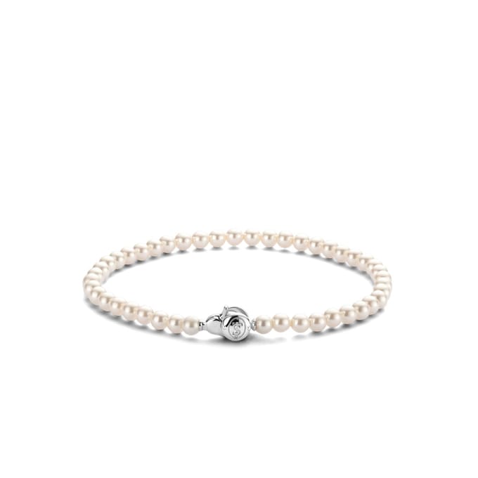 TI SENTO Dames Armband - 925 zilver - Wit parel - Maat S - 2908PW