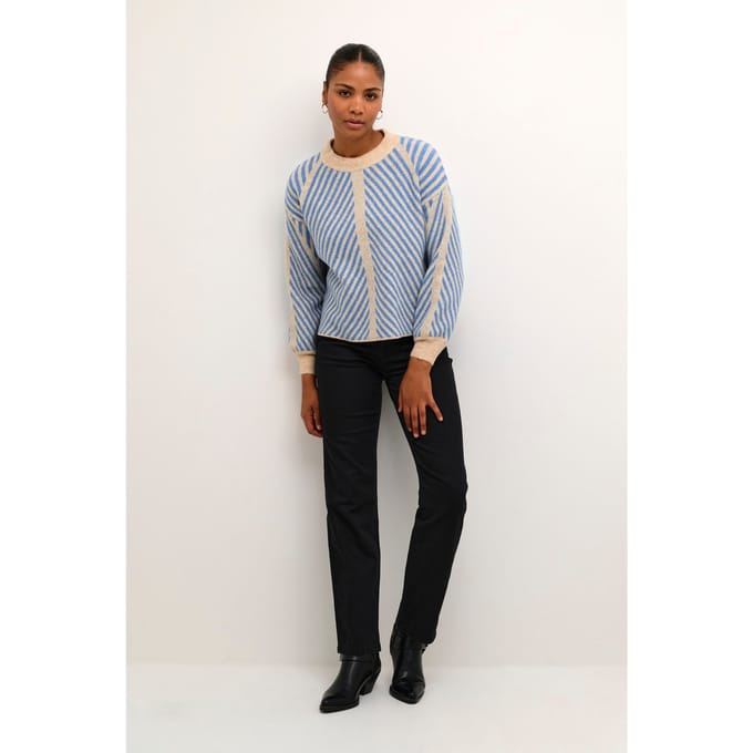 Vera pull - beige/cornflower