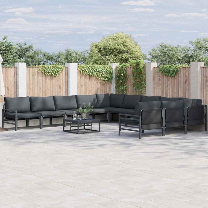 vidaXL - Tuinbank - Set - 11 - st - Zwart - Staal