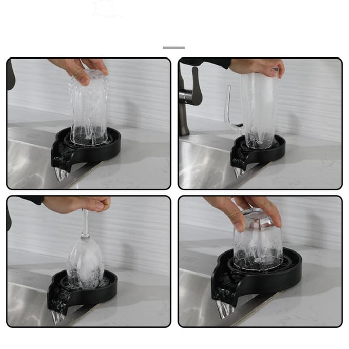 Rince-verre d'évier haute pression Acier inoxydable Robinet à pression automatique Lave-tasse pour maison café white