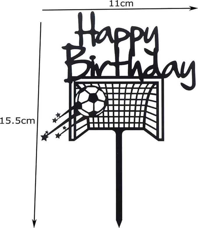 *** Happy Birthday Voetbal - Taarttopper - Herbruikbaar - Verjaardag - Feest - van Heble® ***
