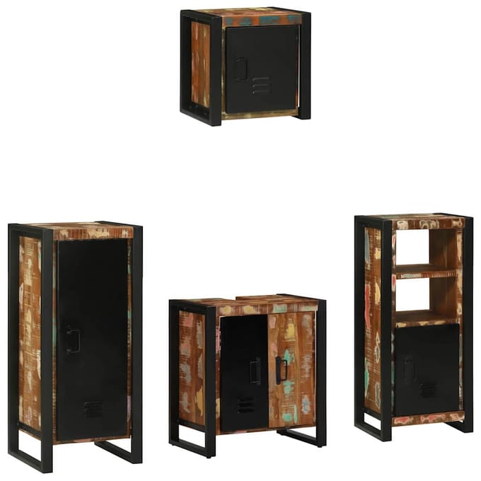 vidaXL Badkamermeubel Set met lade 4 pcs Massief Gerecycleerd Hout