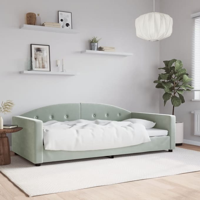 vidaXL - Slaapbank - 100x190 - cm - fluweel - lichtgrijs
