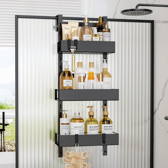 Unyqoos ® Flexibele en Ruimtebesparende Doucheruimte Organizer met Haken - Set van 3