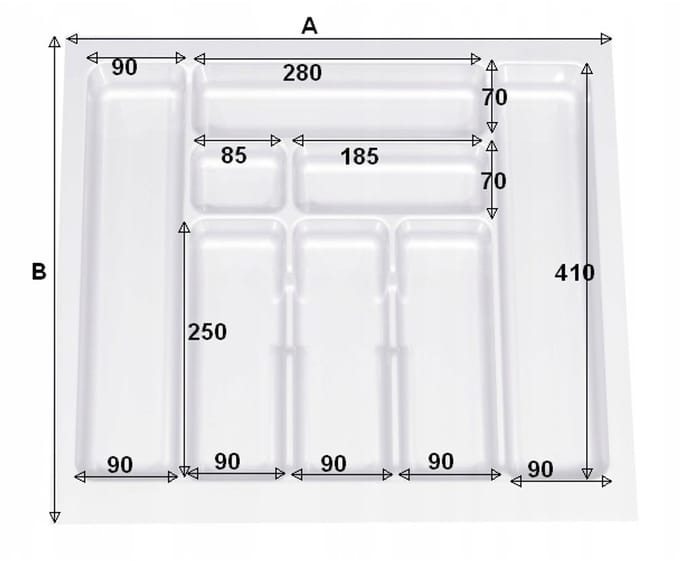 Merkloos Bestekbak 60cm Wit - 535x490mm