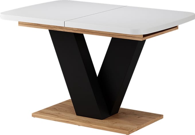 Vicco Eettafel Fenaro, Wit/Goudkleurig Eiken, 120-160 x 80 cm uitschuifbaar