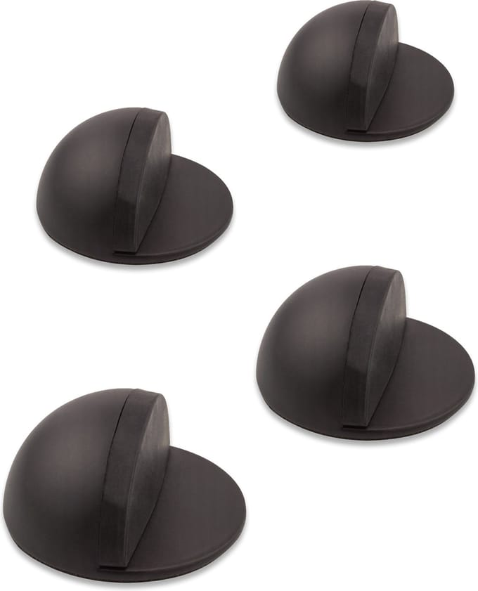 Deurstoppers - zelfklevend - 4 stuks - zwart - diameter 4,5cm - hoogte 2,5cm