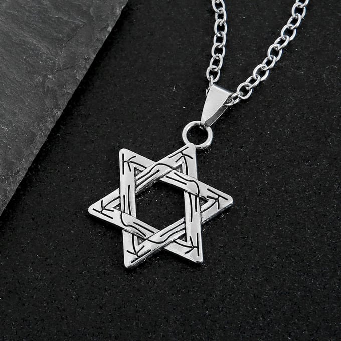 Kleding Accessoires Ketting Vintage Hexagram Dubbelzijdig Hanger Mode Ketting black