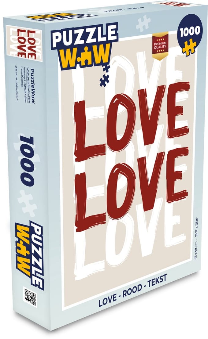 Puzzel Love - Rood - Tekst - Legpuzzel - Puzzel 1000 stukjes volwassenen