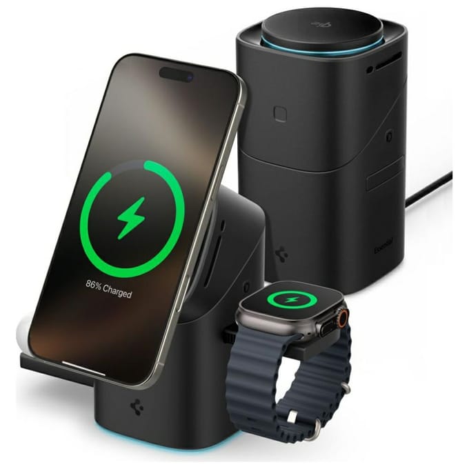 Spigen Essential EF223MS 3-in-1 QI2 Wireless Charger - Black