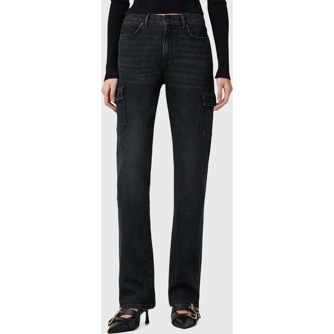AllSaints Hollis Cargo Bootcut Washed Black Maat: W25 | Flared Jeans Outlet | Dames | Zwart