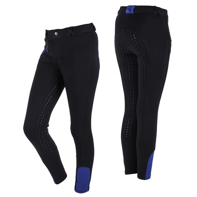 QHP - Rijbroek Junior Full Grip - Zwart - 116