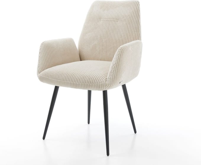 Gestoffeerde-stoel Zoa-Flex 4-poot conisch zwart koord beige pocketveer kern