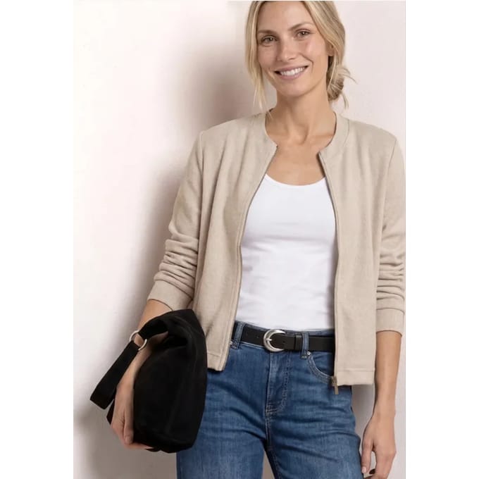 Jas met lange mouwen in gebreide look met ritssluiting