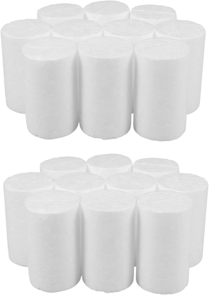 Schuim Cilinders - Knutselmateriaal Foam - Creatieve Decoraties - Hoge Dichtheid Schuim - 5 x 3 cm - Wit