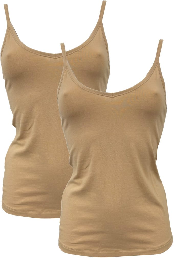 After Eden My Basic Singlet katoenen 2-pack Dames Ondershirt - Poeder - Maat M