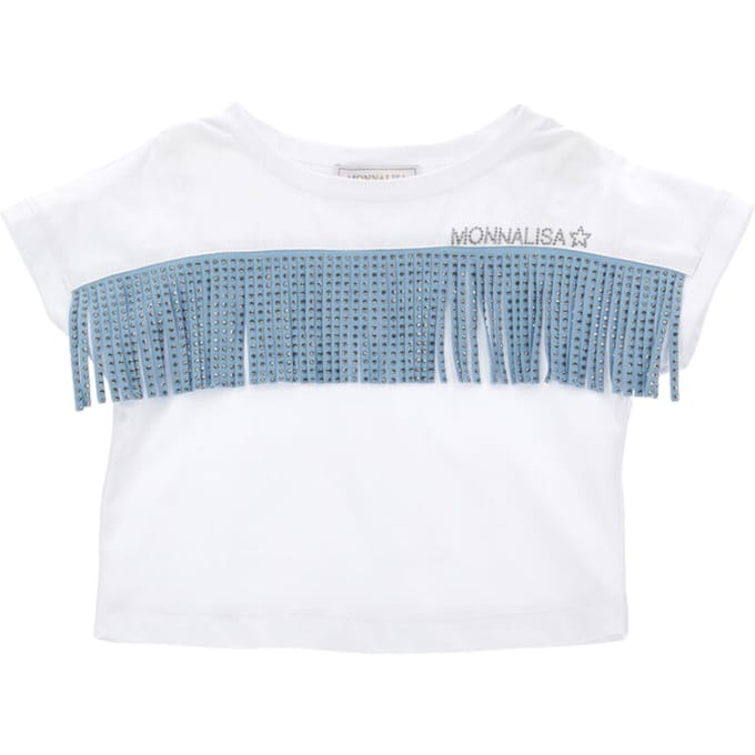 Monnalisa - T-shirt Frange Bia/celeste 9958 11C604 3206