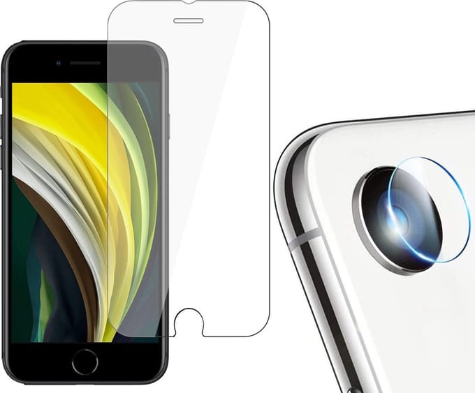 Beschermglas geschikt voor iPhone SE 2020 Screenprotector - Screen Protector Glas en Screenprotector Camera