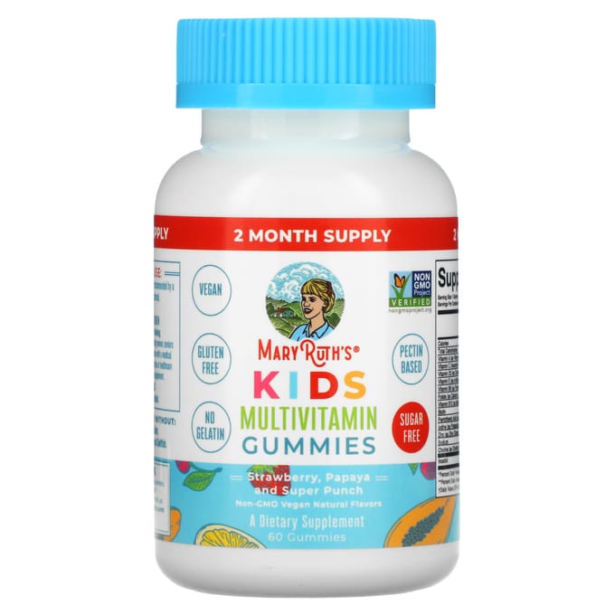 MaryRuth's, Multivitaminegummies voor kinderen, aardbei, papaja en super punch, 60 gummies