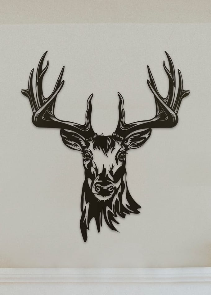 Wanddecoratie dieren | Hertenkop - L (56x60cm)