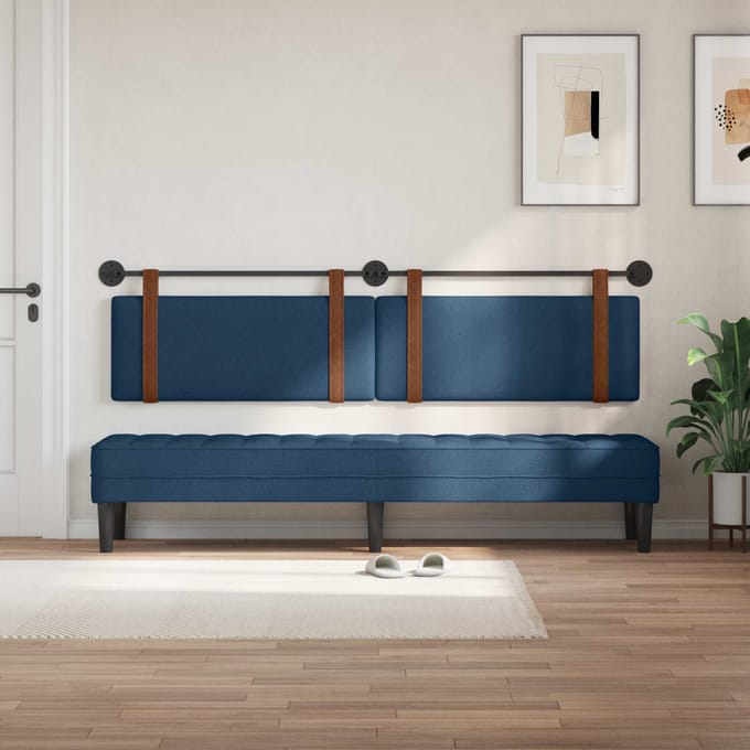 vidaXL - Hangend - hoofdbord - Blauw - Antiek - PU