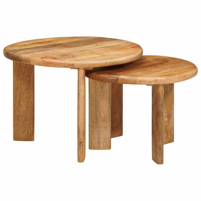 vidaXL - Nesting - Koffietafels - 2 - st - Bruin - Ø - 50 - x - 40 - cm - Massief - Mango - Hout