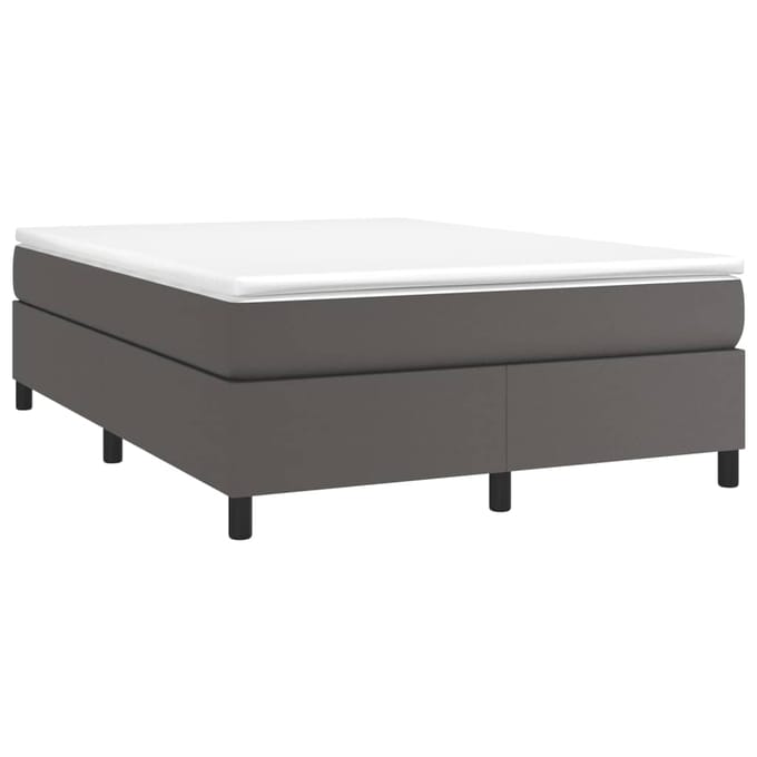 vidaXL - Boxspring - bed - kunstleer - grijs - 140x200 - cm