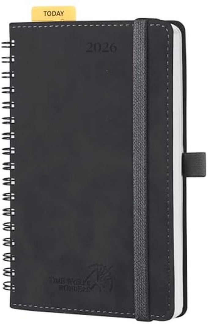 Weekly Planner 2026 - 16 x 10,5 cm, Spiral School Agenda met Soft Cover, 1 Pagina per Week