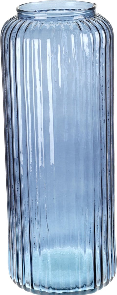 Excellent Houseware glazen vaas / bloemen vazen - blauw - 15 x 37 cm