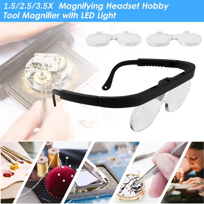 1.5/2.5/3.5X vergrootglazen vergrootglazen headset hoofdgemonteerde sieradenloep vergrootglas met zwart