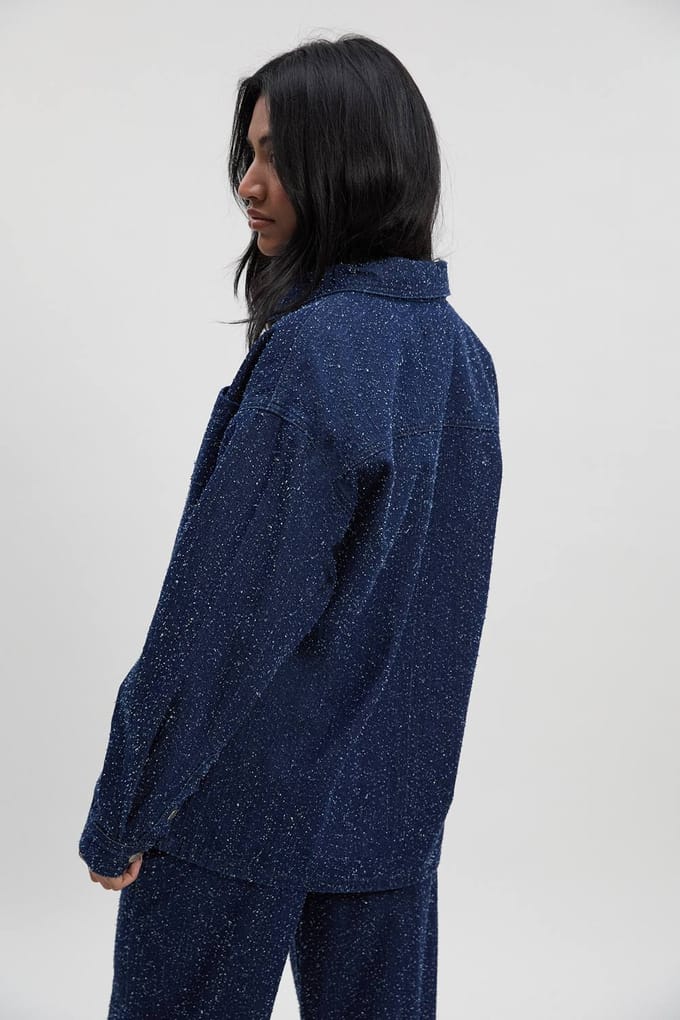 boohoo Dames Boucle Denim Shacket | Indigo | Maat: 40