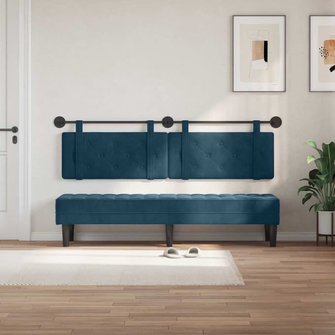 vidaXL - Hangend - hoofdbord - Blauw - Fluweel