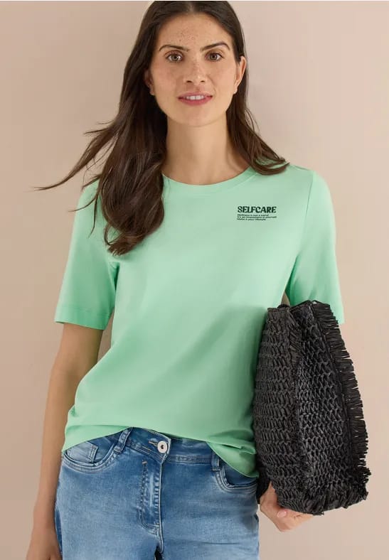 Shirt met ronde hals en opdruk op de rug
