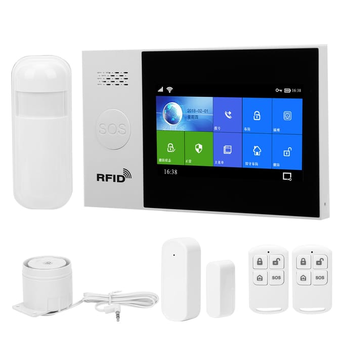 Système d'alarme antivol avec écran tactile TFT 4,3 pouces, Wi-Fi, GSM et GPRS, affichage couleur, pour Tuya blue
