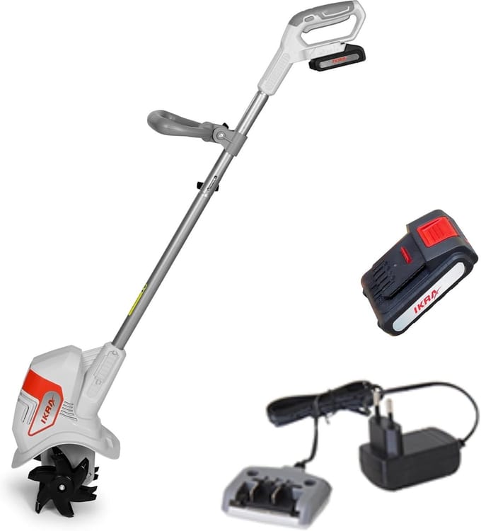 Grondfrees - Tuinfrees Cultivator - Bodem Losmaken - Snoerloos Werken - 19 cm Werkbreedte - Rood Grijs